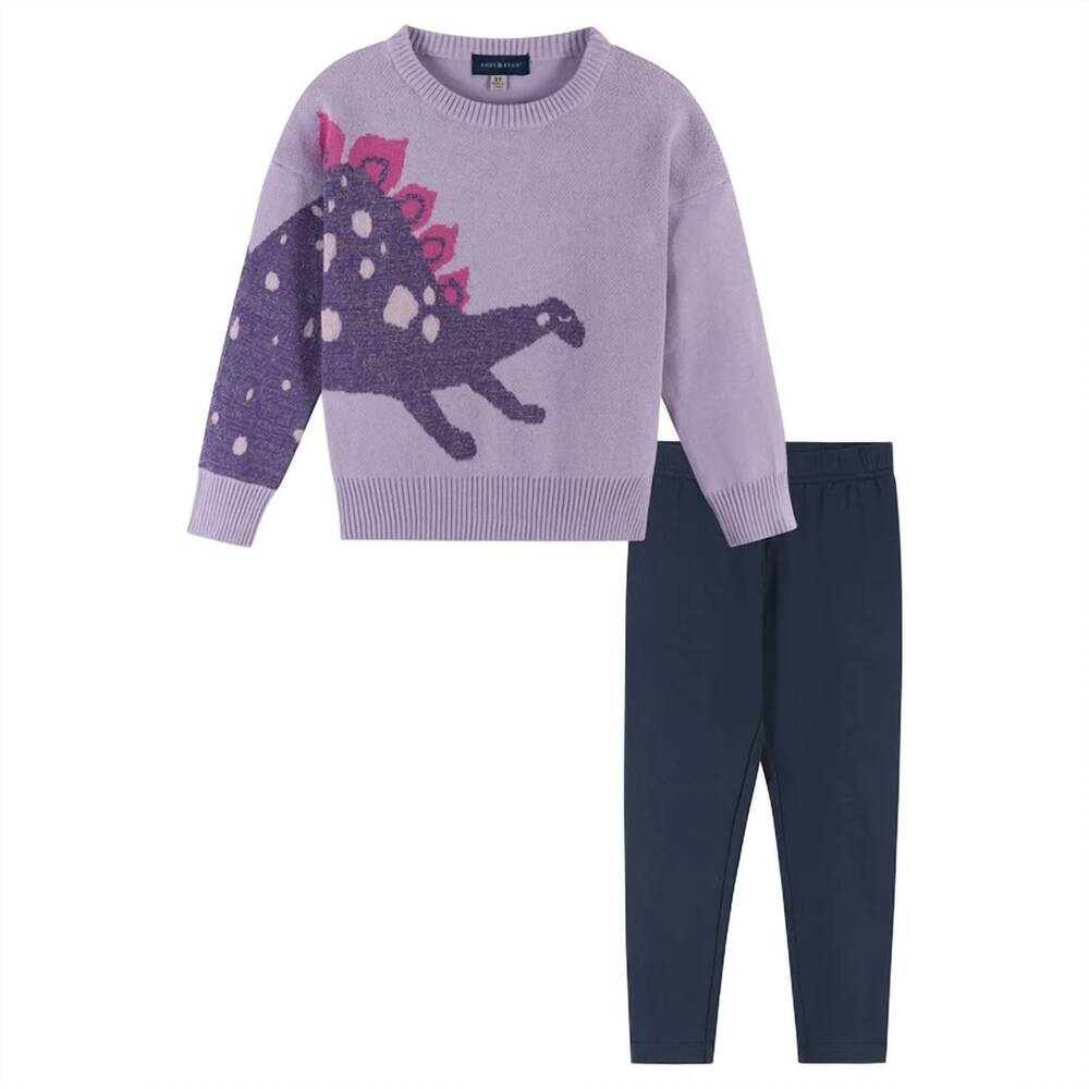 NEW ANDY & EVAN girl's dino sweater set in one color